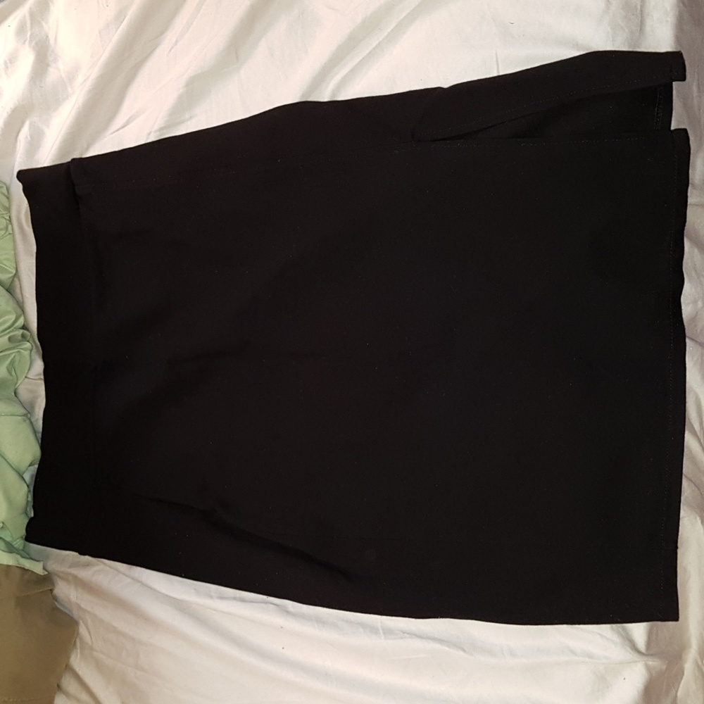 Pencil Skirt Black Side Slit Hem